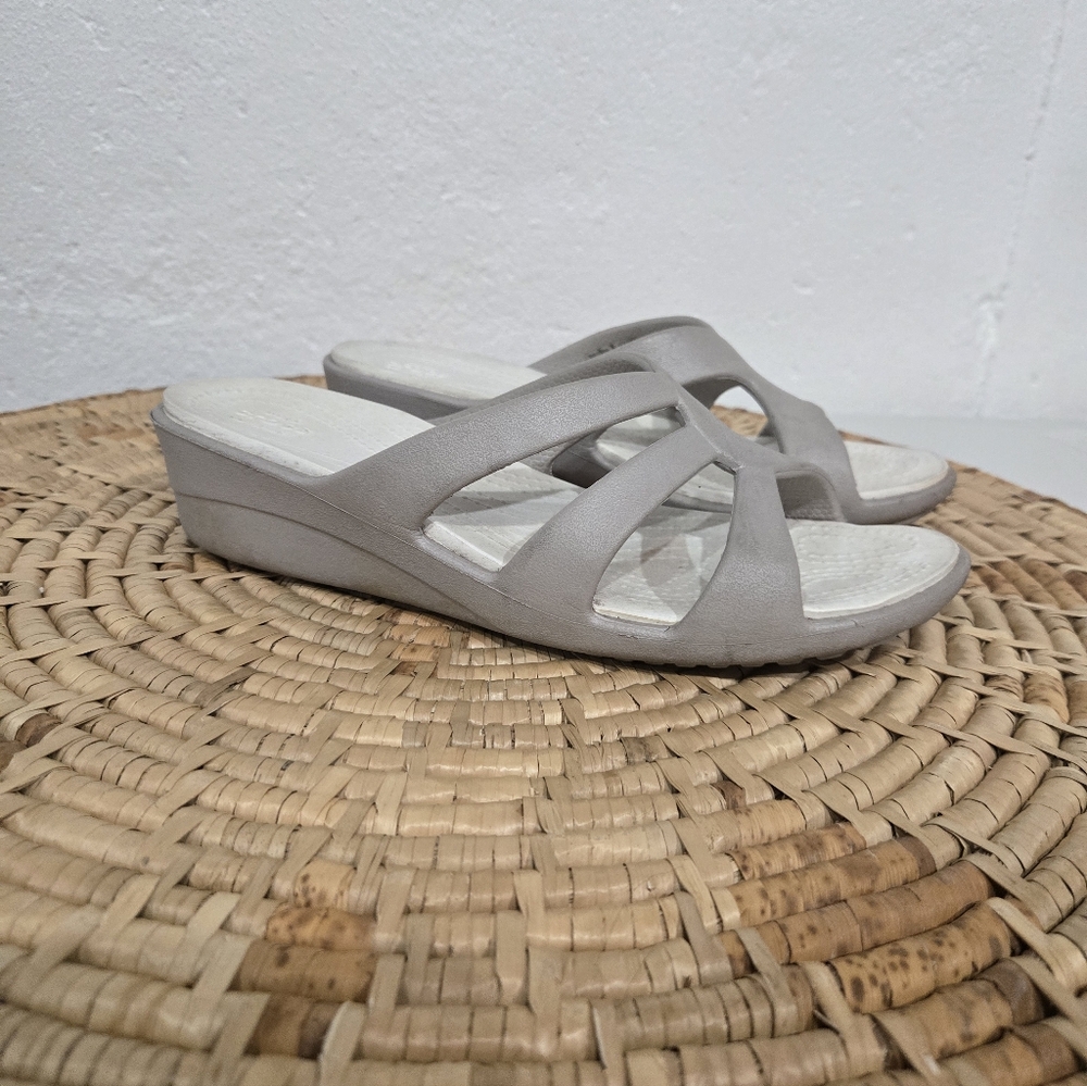 CROCS Women's Light Gray Sandals - Picture 2 of 7